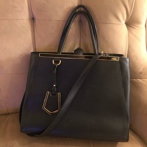 Fendi black medium 2Jours tote leather bag